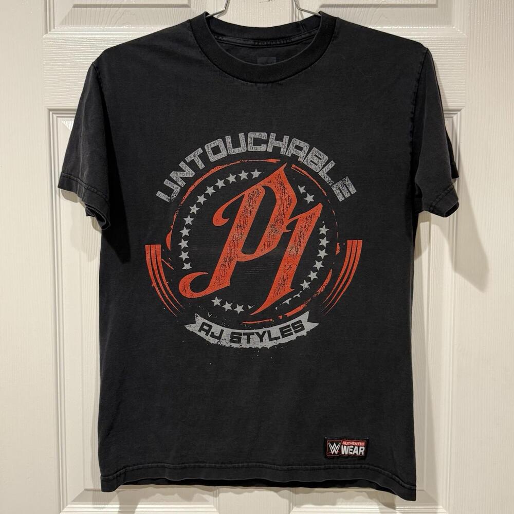 WWE Wrestling AJ Styles The Untouchable One T-Shirt Medium Double-Sided Black